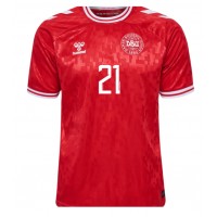 Camisa de time de futebol Dinamarca Morten Hjulmand #21 Replicas 1º Equipamento Europeu 2024 Manga Curta